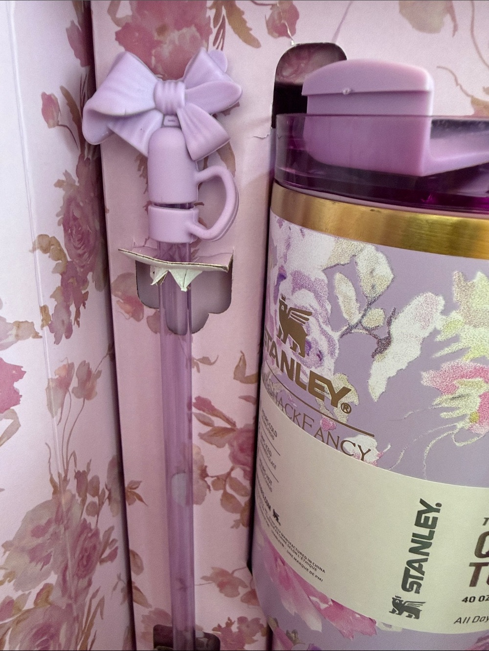 Stanley Love Shack Fancy Purple Pink Floral with Handle and Straw - Picture 5 of 14